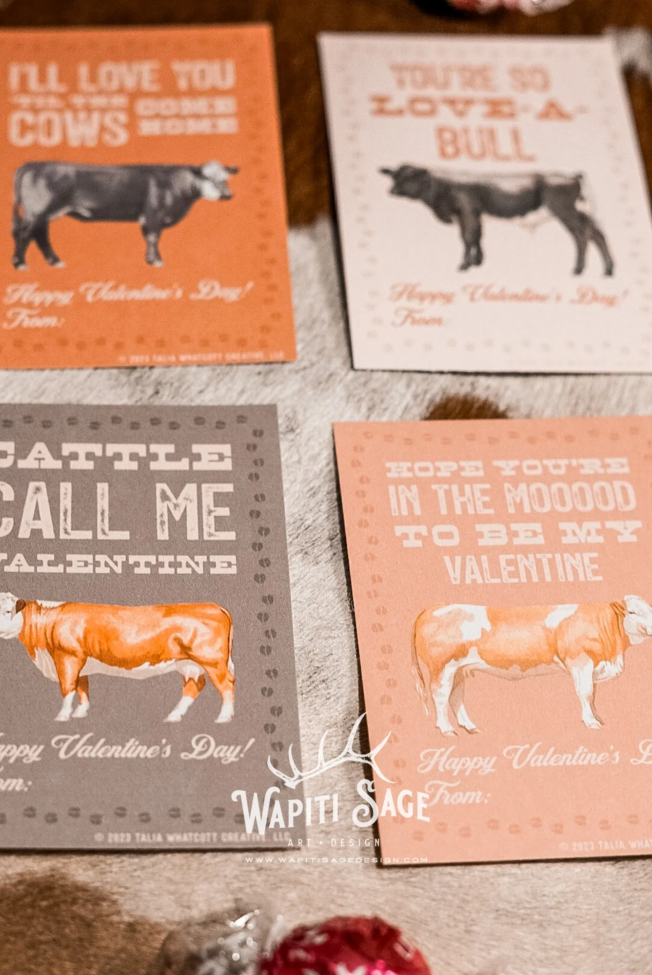 Beef Cows Valentine Cards Digital Printable