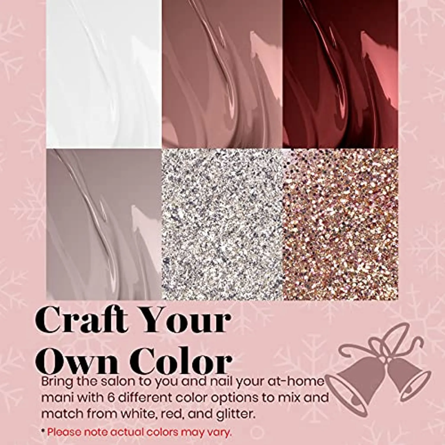 Beetles Holiday Gel Nail Polish Set - 6 Colors Burgundy Red Brown Champagne Gold Gel Polish Kit Snow White Nude Grey Valentine's Thanksgiving Gel Polish Gel Nail Manicure Kit DIY New Year Gift