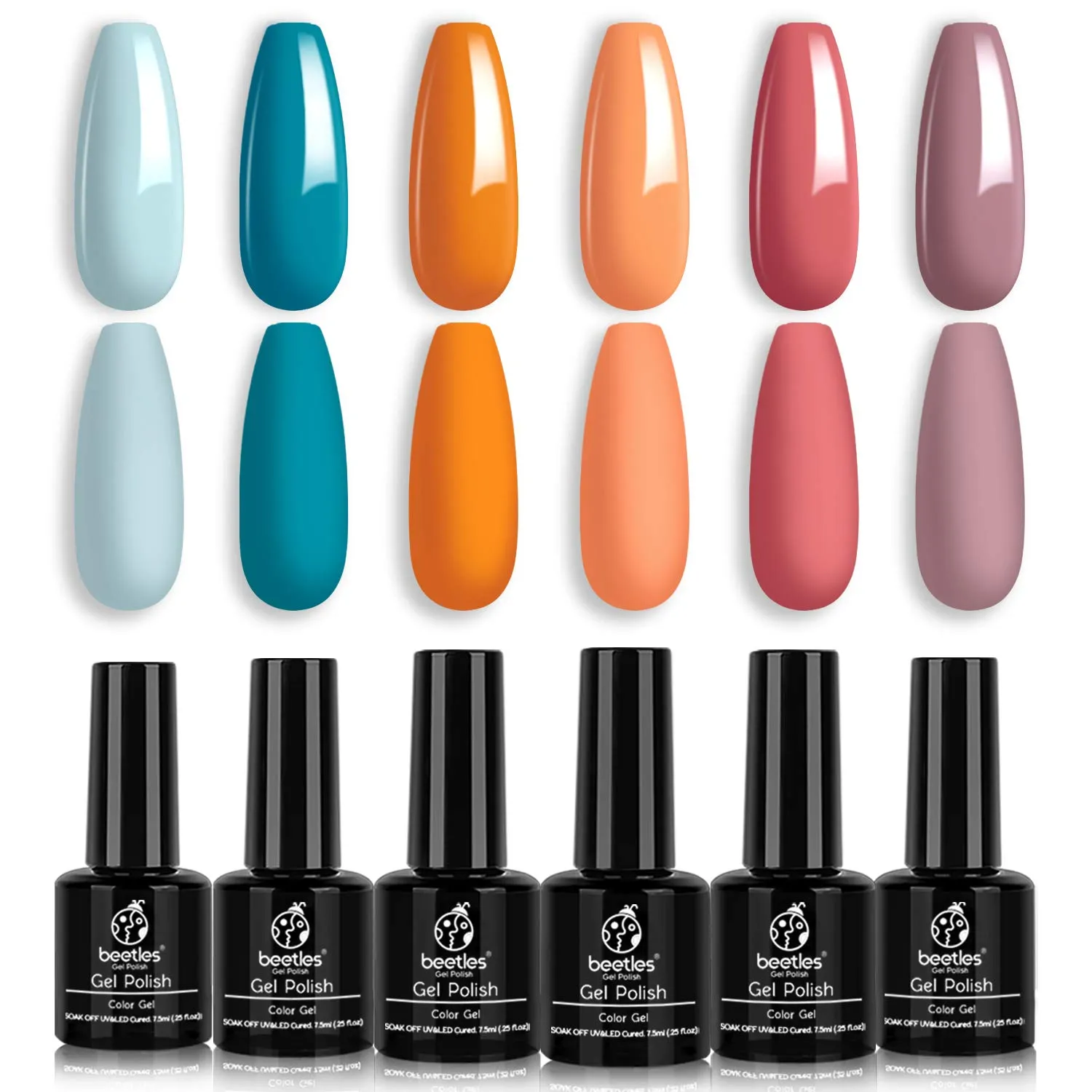 Beetles Holiday Gel Nail Polish Set - 6 Colors Burgundy Red Brown Champagne Gold Gel Polish Kit Snow White Nude Grey Valentine's Thanksgiving Gel Polish Gel Nail Manicure Kit DIY New Year Gift