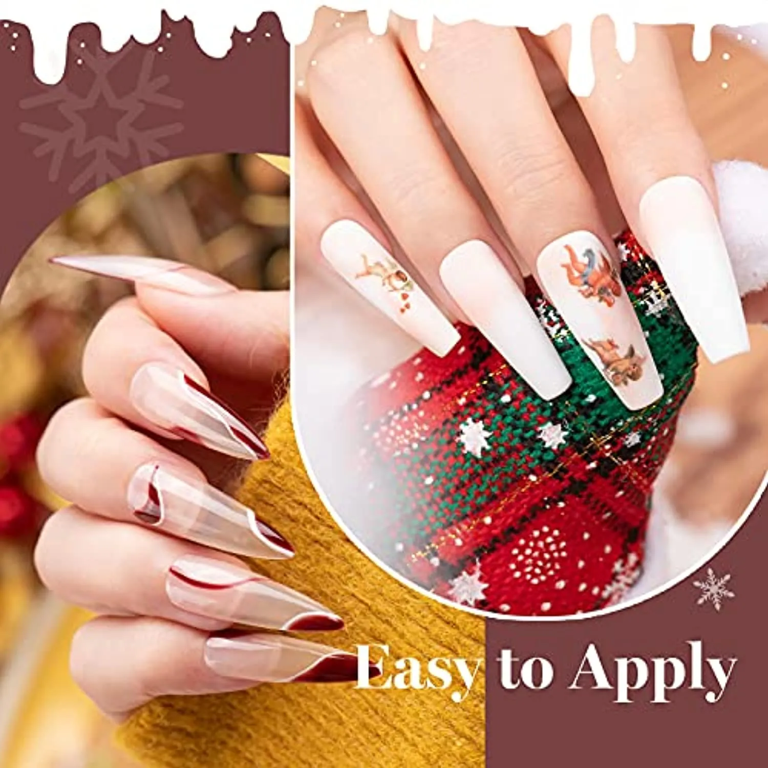 Beetles Holiday Gel Nail Polish Set - 6 Colors Burgundy Red Brown Champagne Gold Gel Polish Kit Snow White Nude Grey Valentine's Thanksgiving Gel Polish Gel Nail Manicure Kit DIY New Year Gift