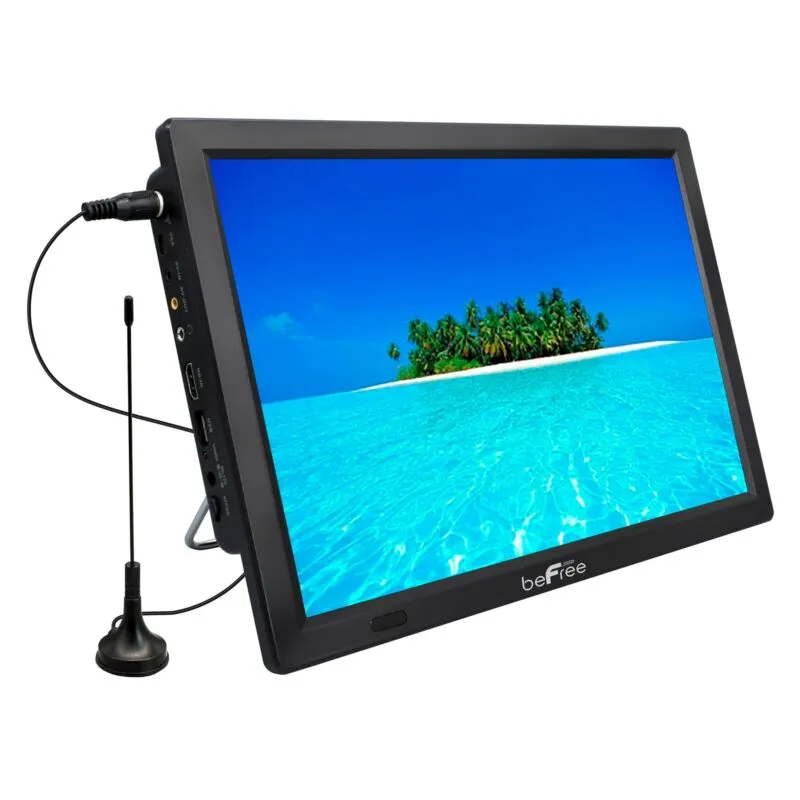beFree Sound Portable Rechargeable 14 Inch LED TV with HDMI, SD/MMC, USB, VGA, A