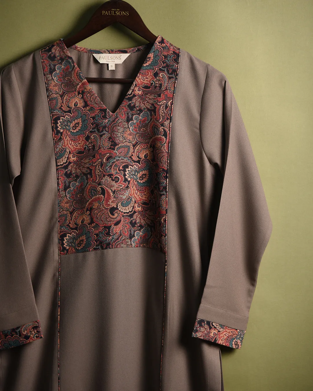 Beige Winter Wear Wool Spun Blend Ready To Wear Kurta With Pant