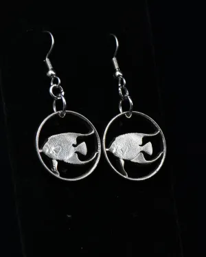Bermuda - Cut Coin Earrings with Angelfish