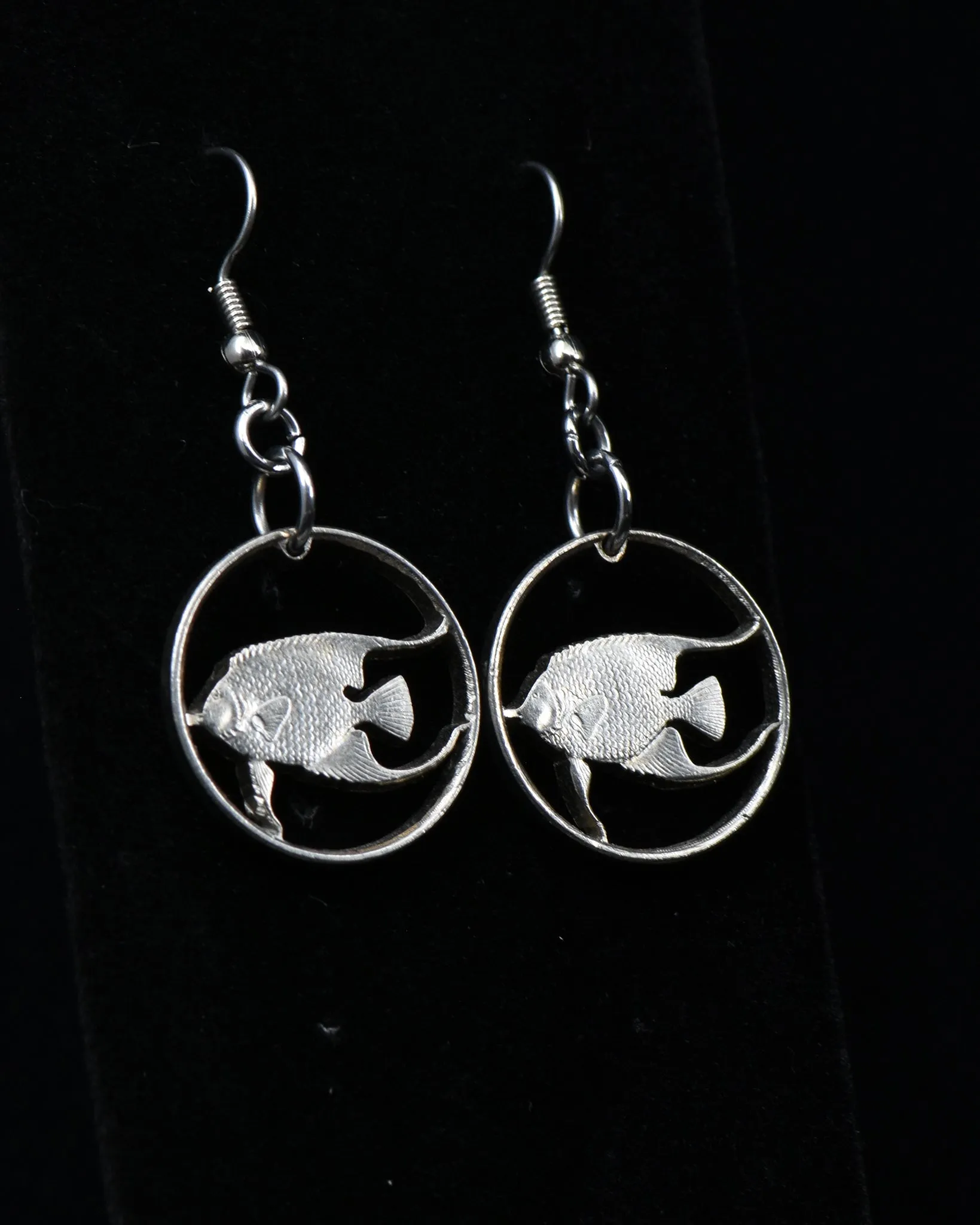 Bermuda - Cut Coin Earrings with Angelfish