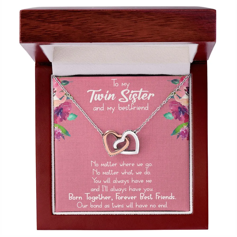 Best Friend Necklace (Twin Sisters) - 14k Gold and Rose Gold Locked Hearts
