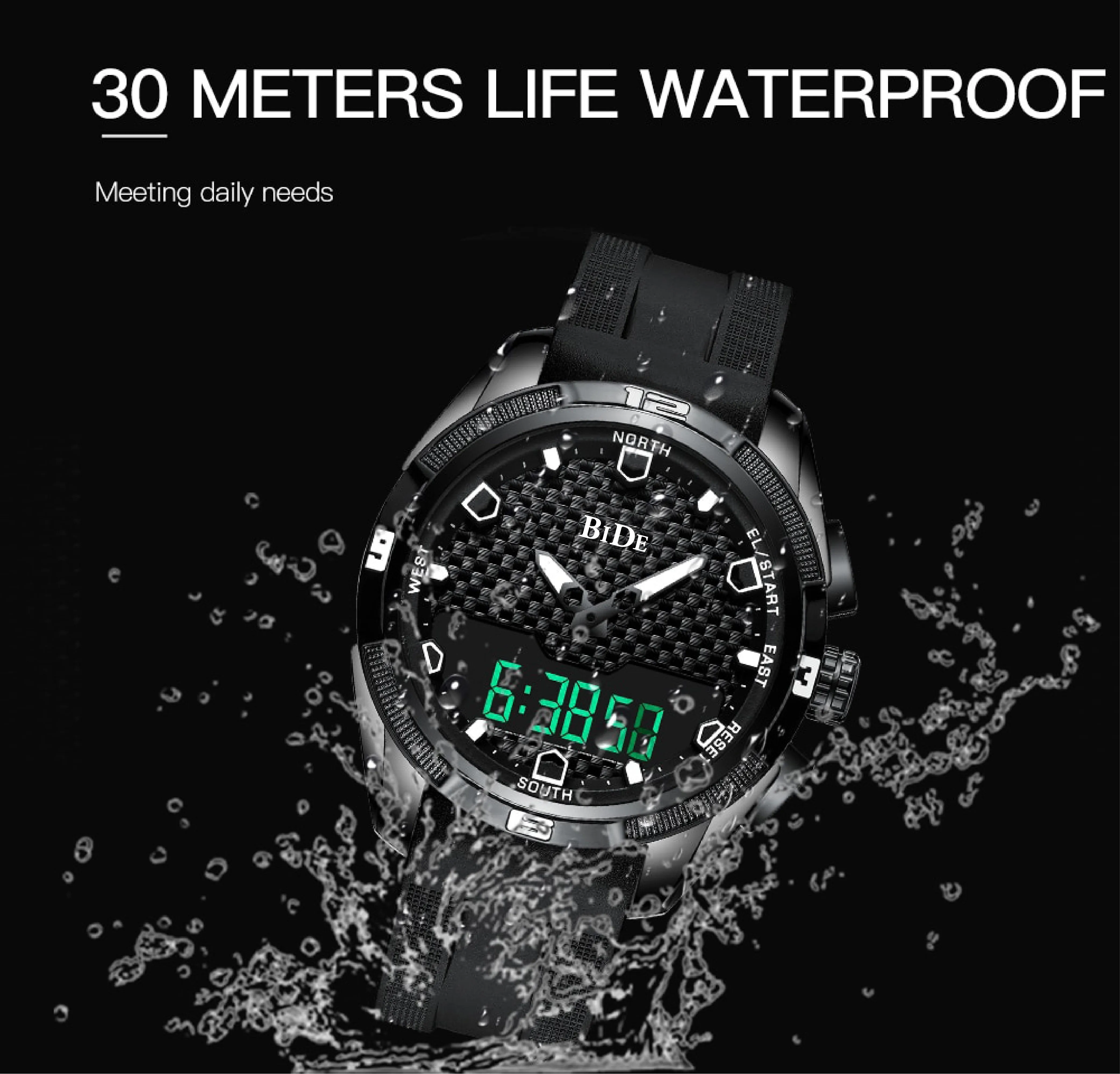 Bide.02 LED Dual Display Shock Rubber watch 