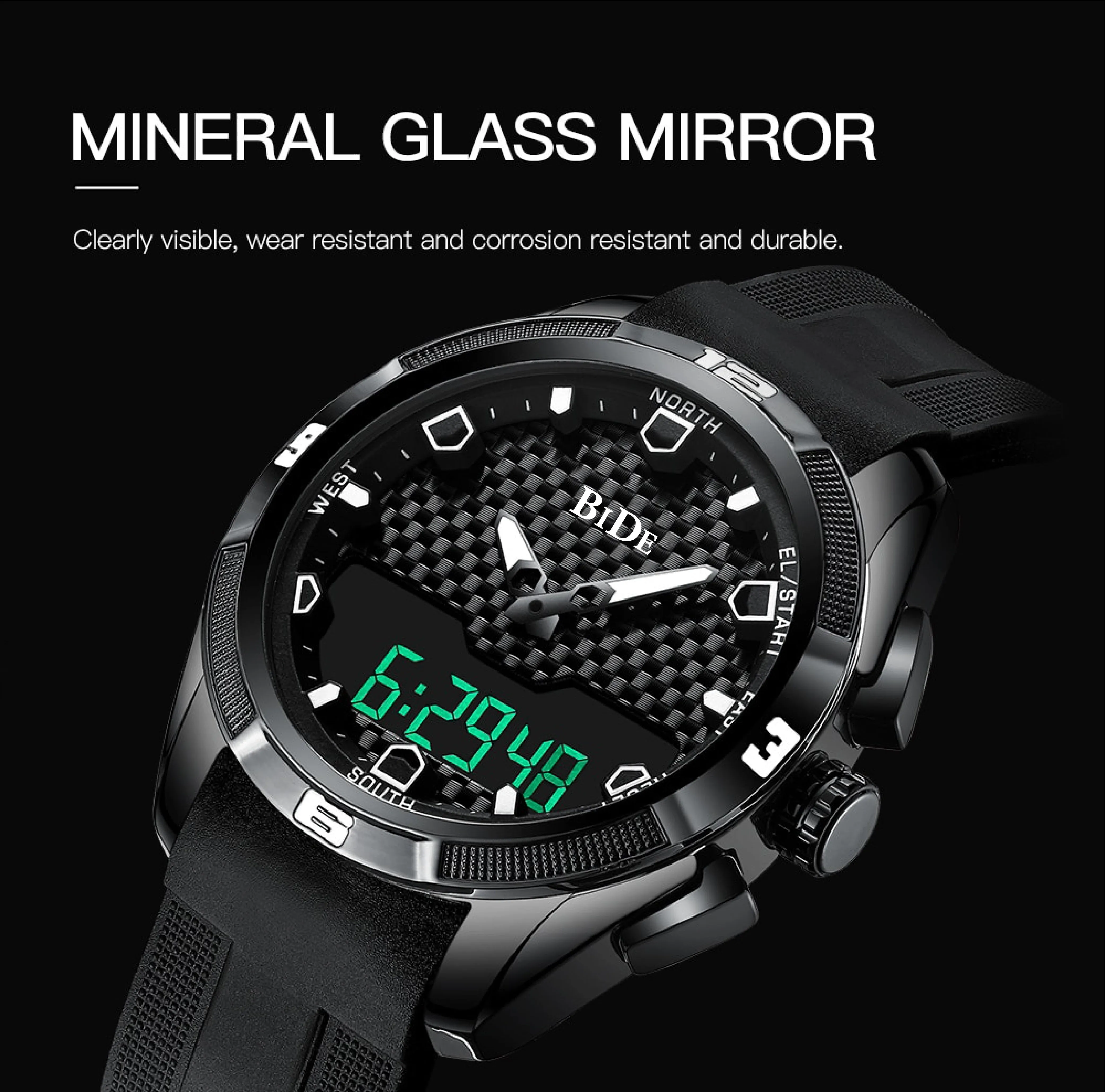 Bide.02 LED Dual Display Shock Rubber watch 