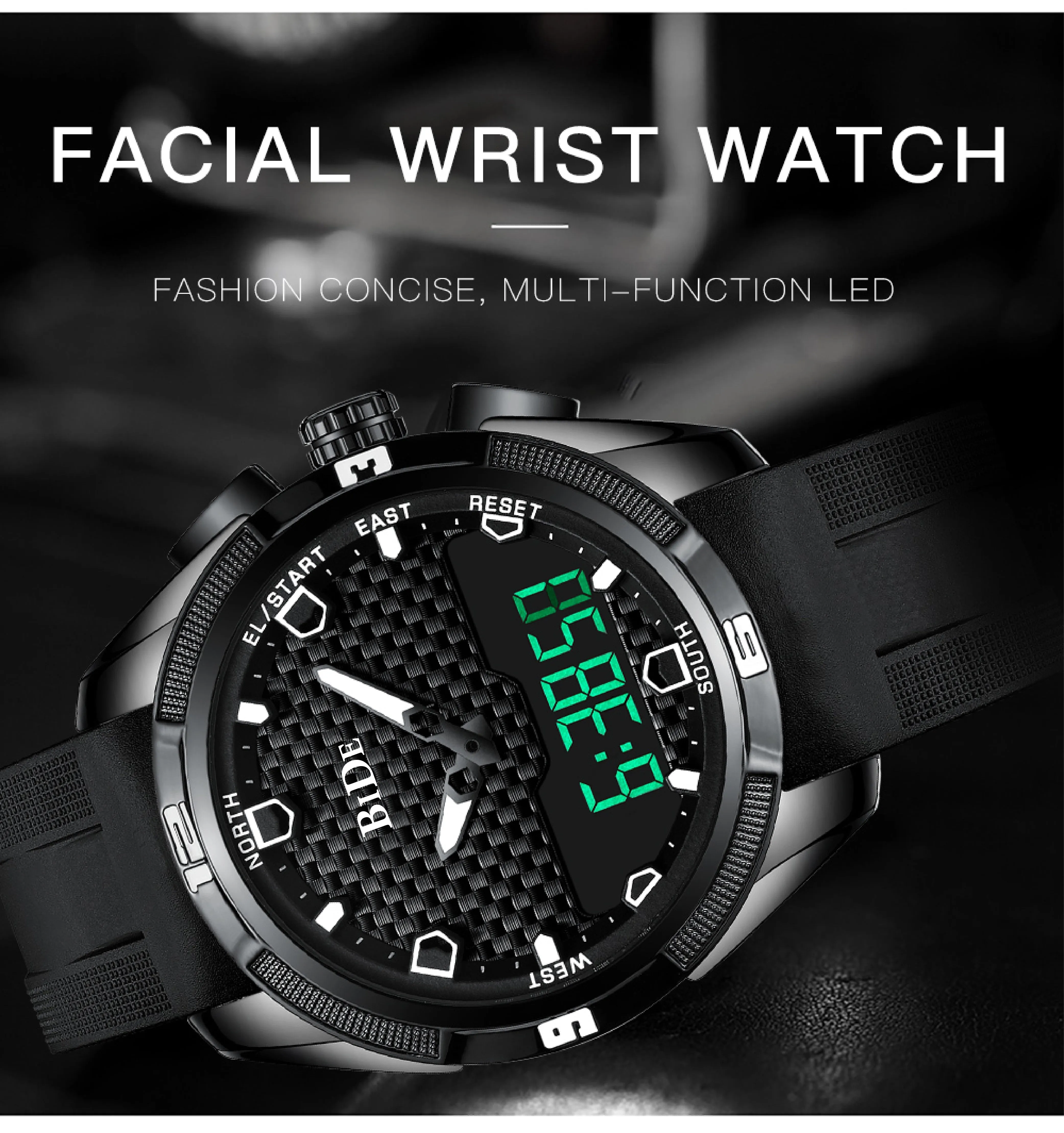 Bide.02 LED Dual Display Shock Rubber watch 