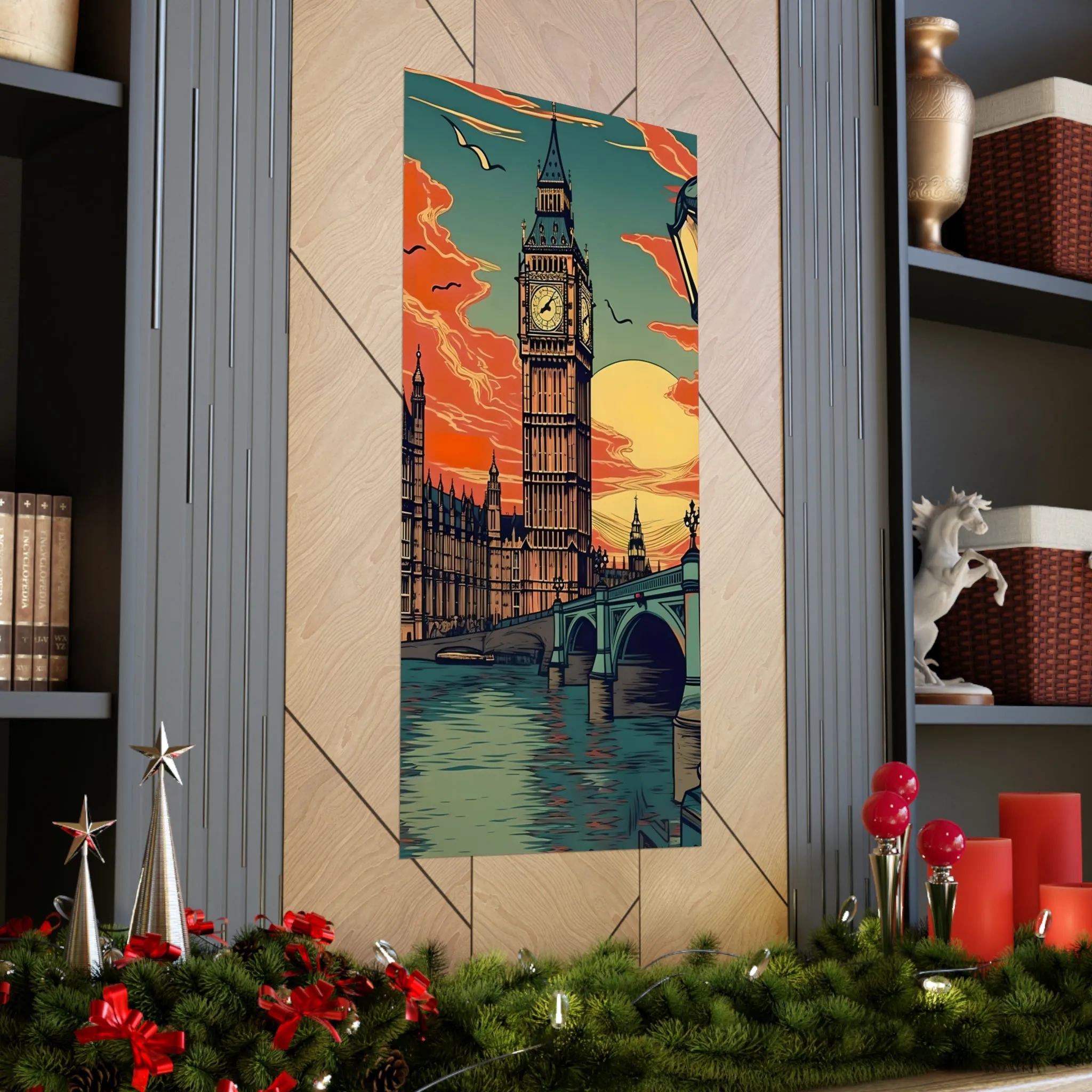 Big Ben - London Sunset - Vintage Travel Graphic - Museum Quality Poster