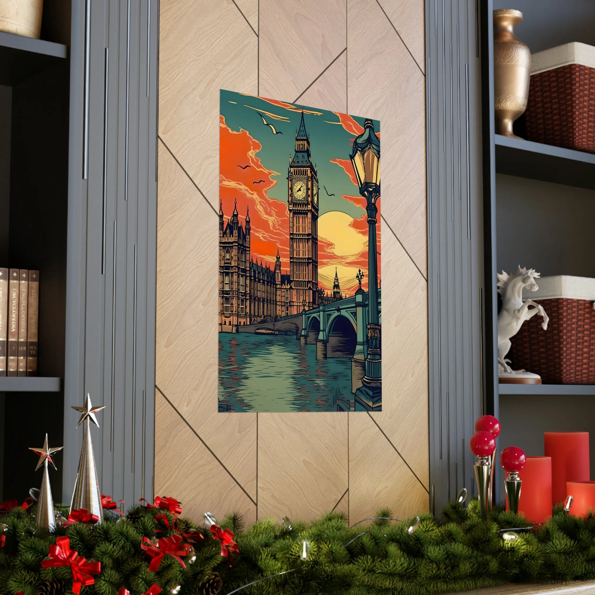 Big Ben - London Sunset - Vintage Travel Graphic - Museum Quality Poster