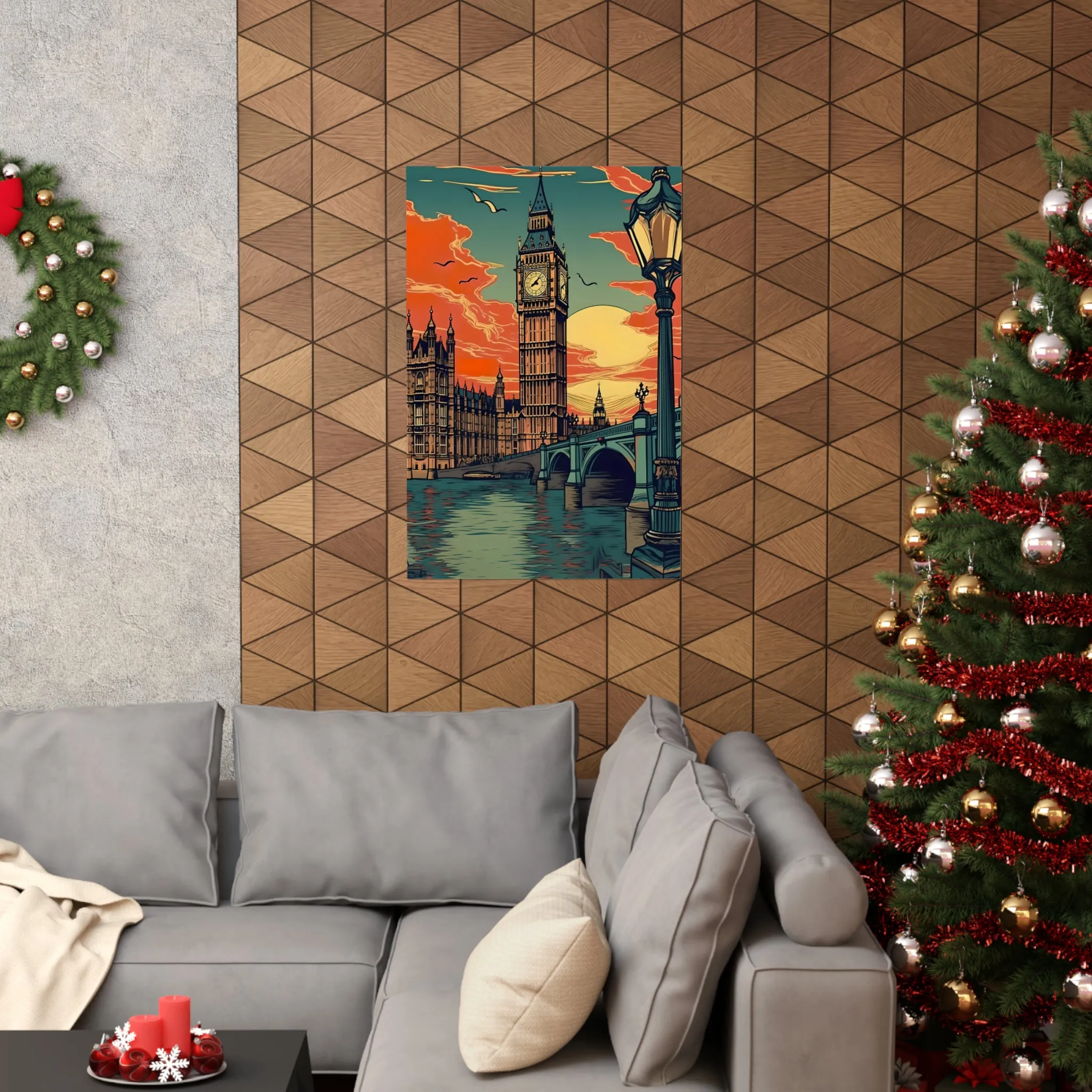 Big Ben - London Sunset - Vintage Travel Graphic - Museum Quality Poster