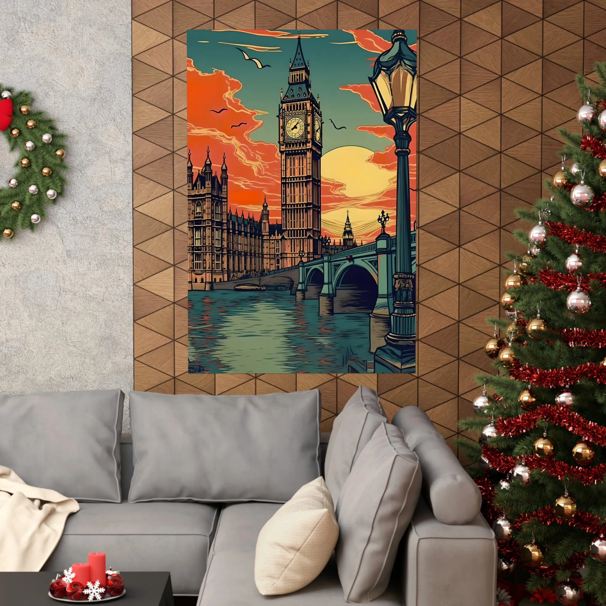 Big Ben - London Sunset - Vintage Travel Graphic - Museum Quality Poster