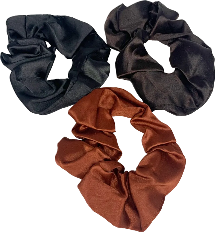 Black & Brown Satin Scrunchies One Size