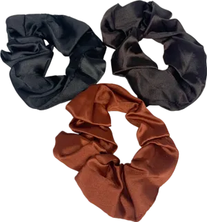 Black & Brown Satin Scrunchies One Size