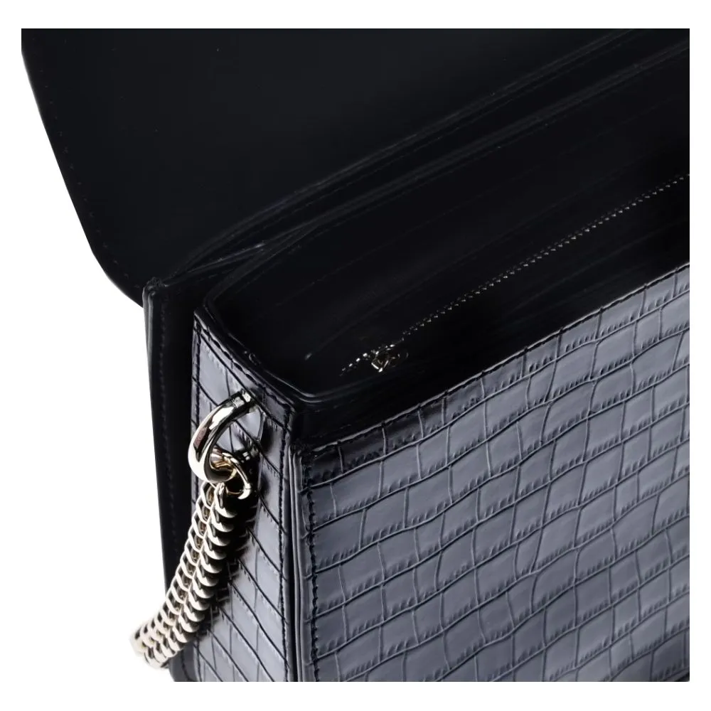 Black Calfskin Women Crossbody Bag