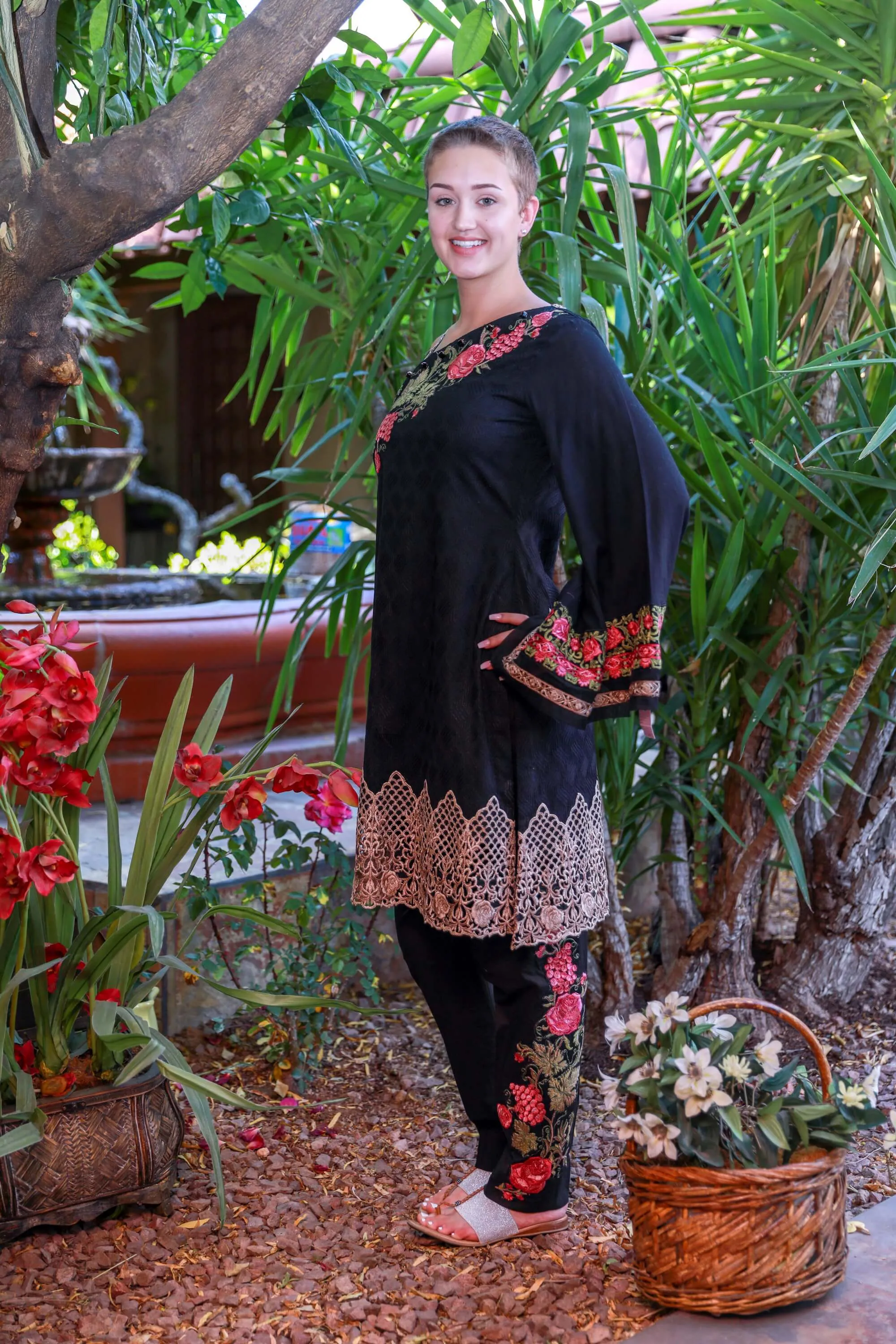 Black Embroidery Cotton Suit-Salwar Kameez by Designer Zarqash
