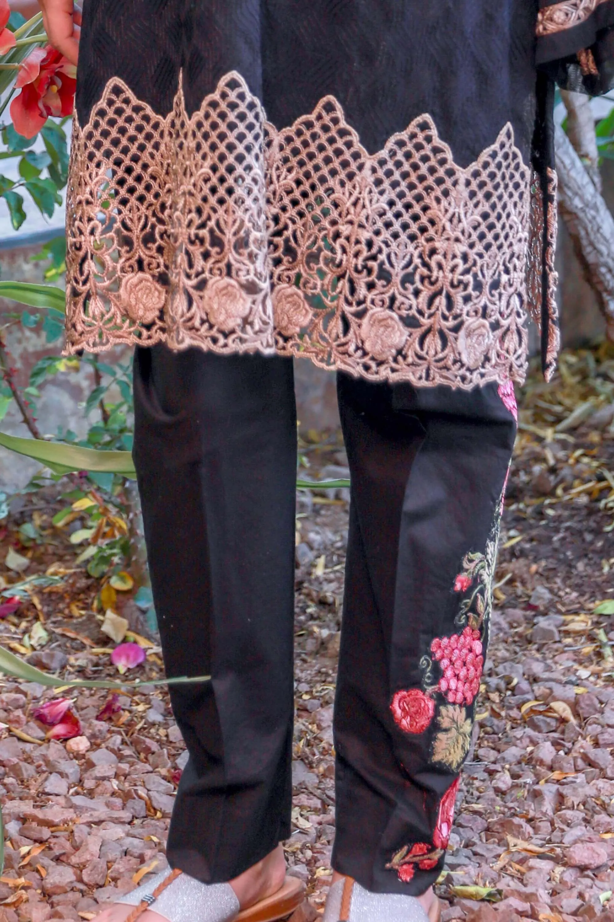 Black Embroidery Cotton Suit-Salwar Kameez by Designer Zarqash