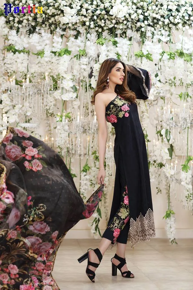Black Embroidery Cotton Suit-Salwar Kameez by Designer Zarqash