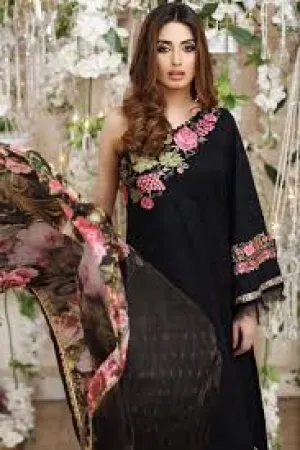 Black Embroidery Cotton Suit-Salwar Kameez by Designer Zarqash