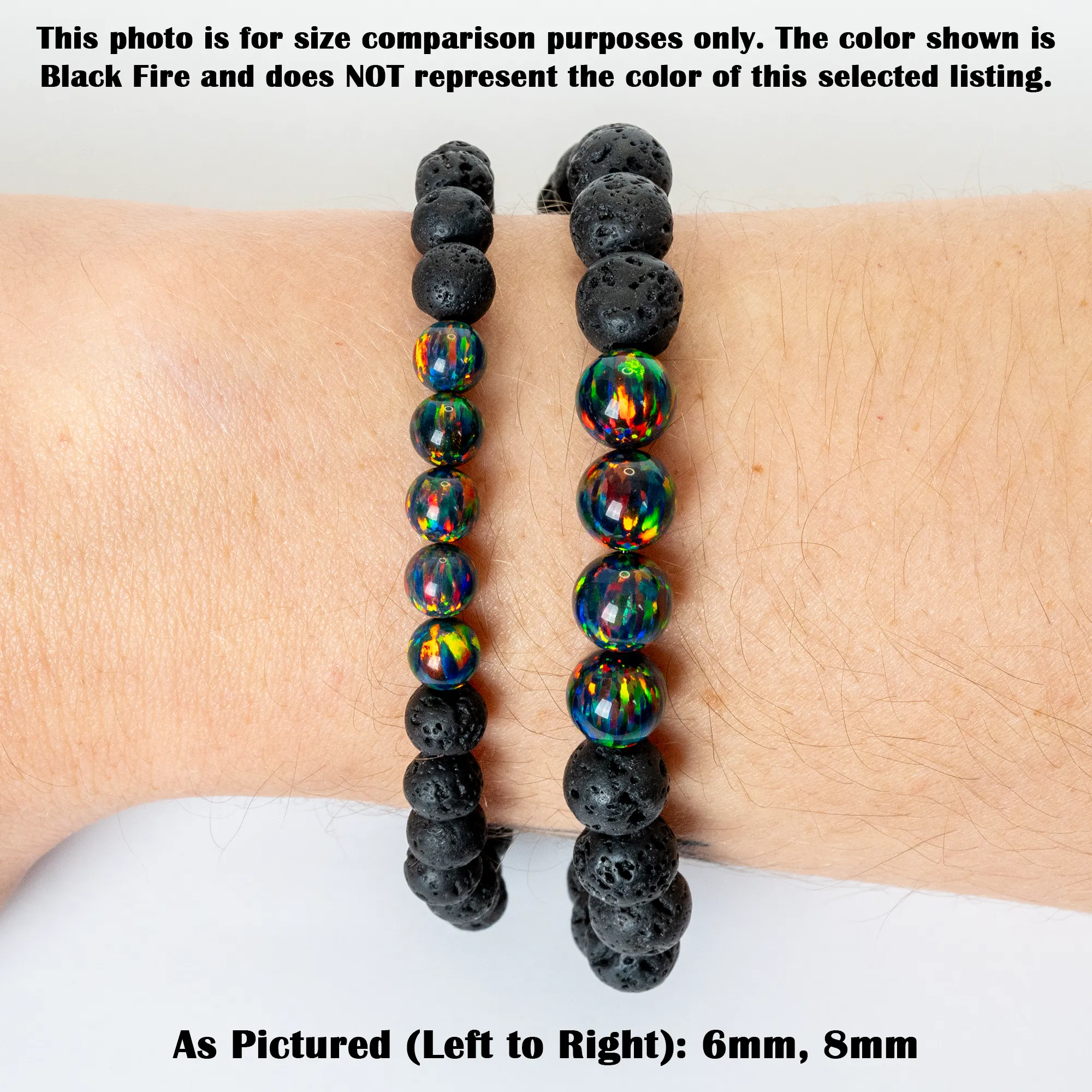 Black Emerald Opal & Lava Stone Beaded Bracelet
