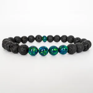 Black Emerald Opal & Lava Stone Beaded Bracelet