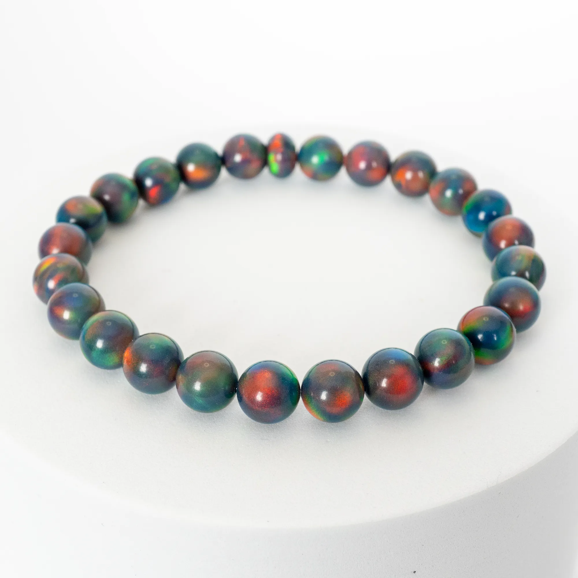 Black Rainbow Opalescence Beaded Bracelet