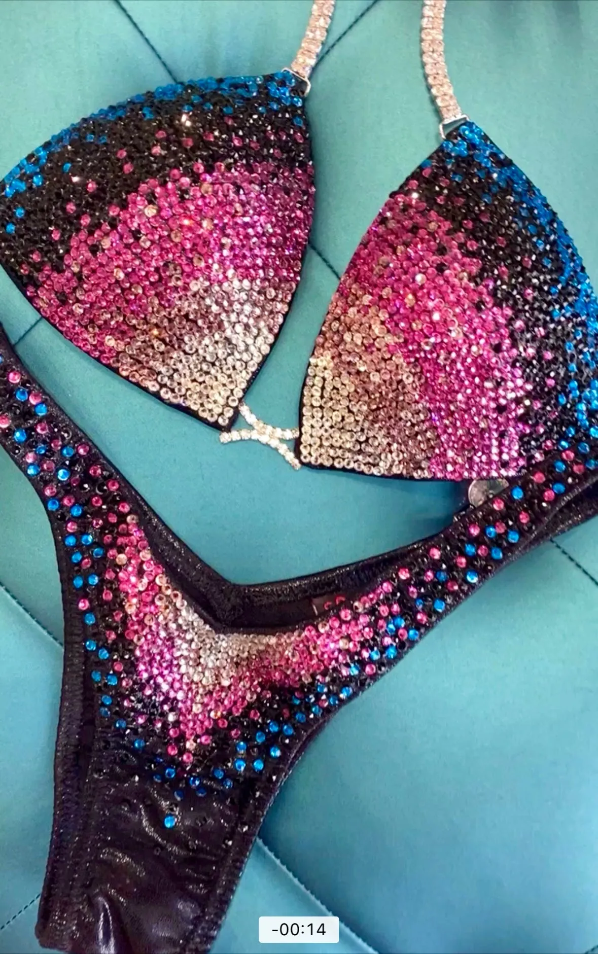 Black/Fuchsia Dazzling Ombre Figure Competition Suit