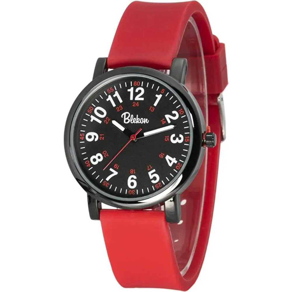 Blekon Original Nurse Watch for Medical Professionals and Students – Various Scrub Colors, Easy Read Dial, Military Time with Second Hand, Silicone Band, 3 ATM Water Resistant | Multiple Colors