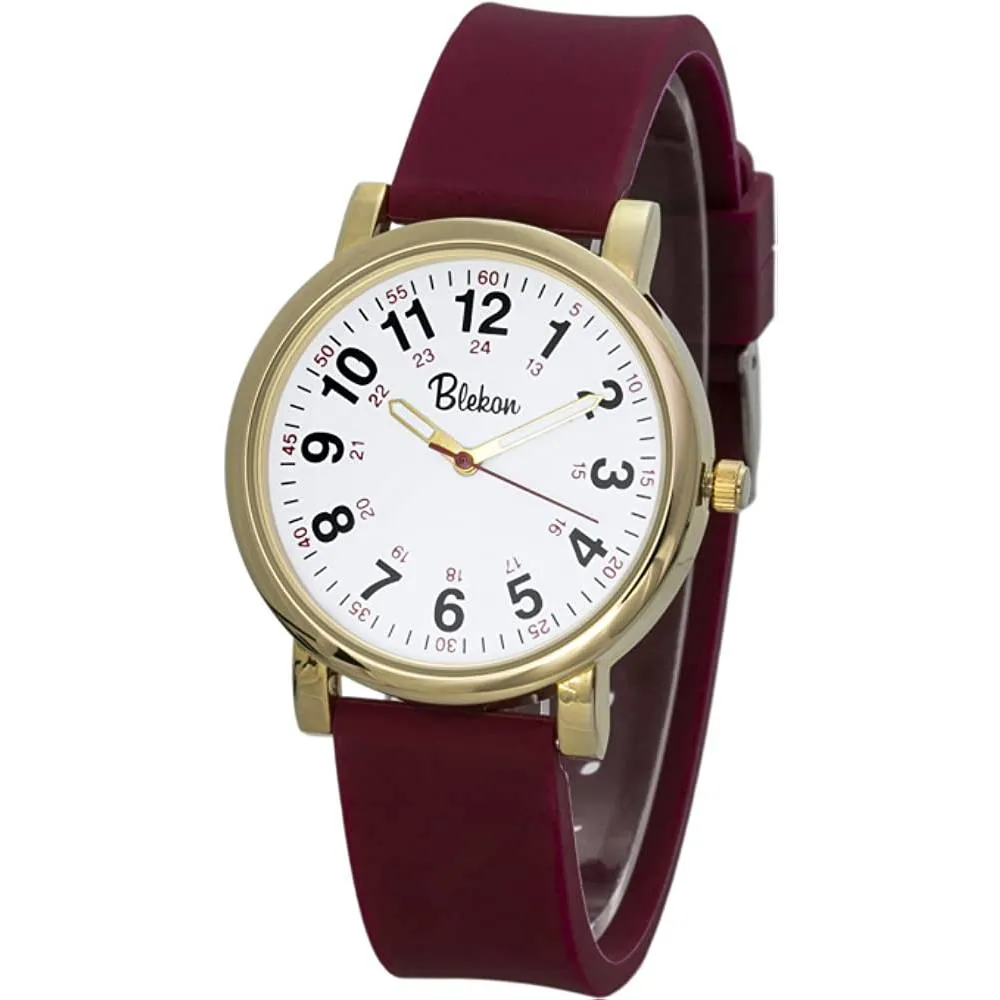 Blekon Original Nurse Watch for Medical Professionals and Students – Various Scrub Colors, Easy Read Dial, Military Time with Second Hand, Silicone Band, 3 ATM Water Resistant | Multiple Colors