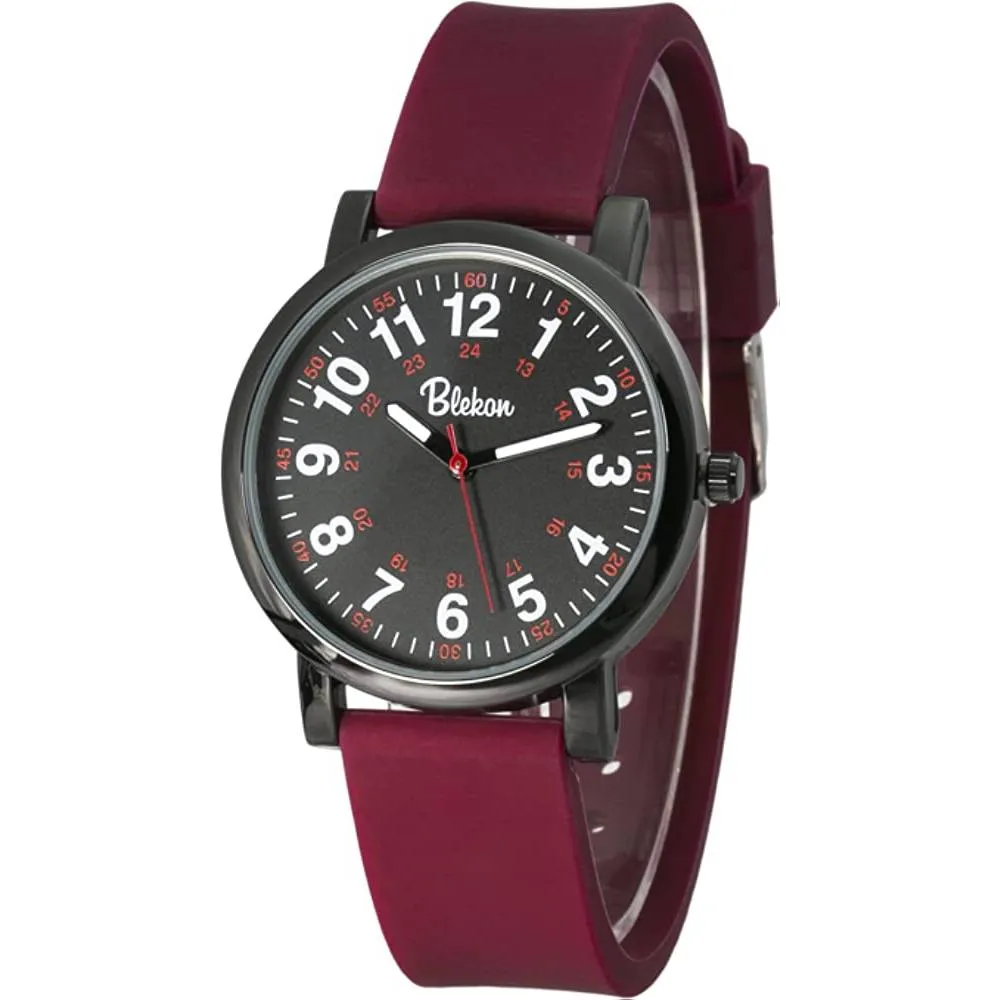 Blekon Original Nurse Watch for Medical Professionals and Students – Various Scrub Colors, Easy Read Dial, Military Time with Second Hand, Silicone Band, 3 ATM Water Resistant | Multiple Colors