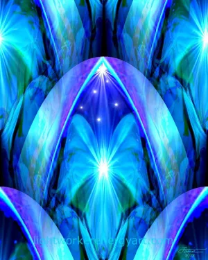 Blue Abstract Art, Chakra Healing, Psychedelic Wall Decor, Abstract Angel  "The Doorway"