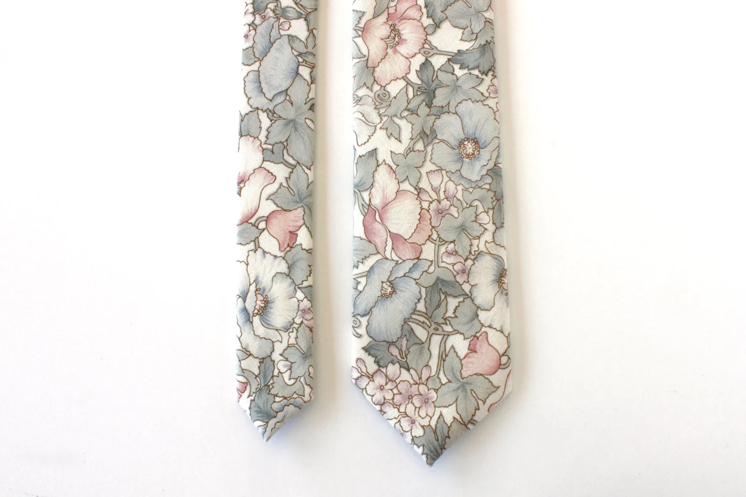 Blue and Pink Floral Skinny Tie