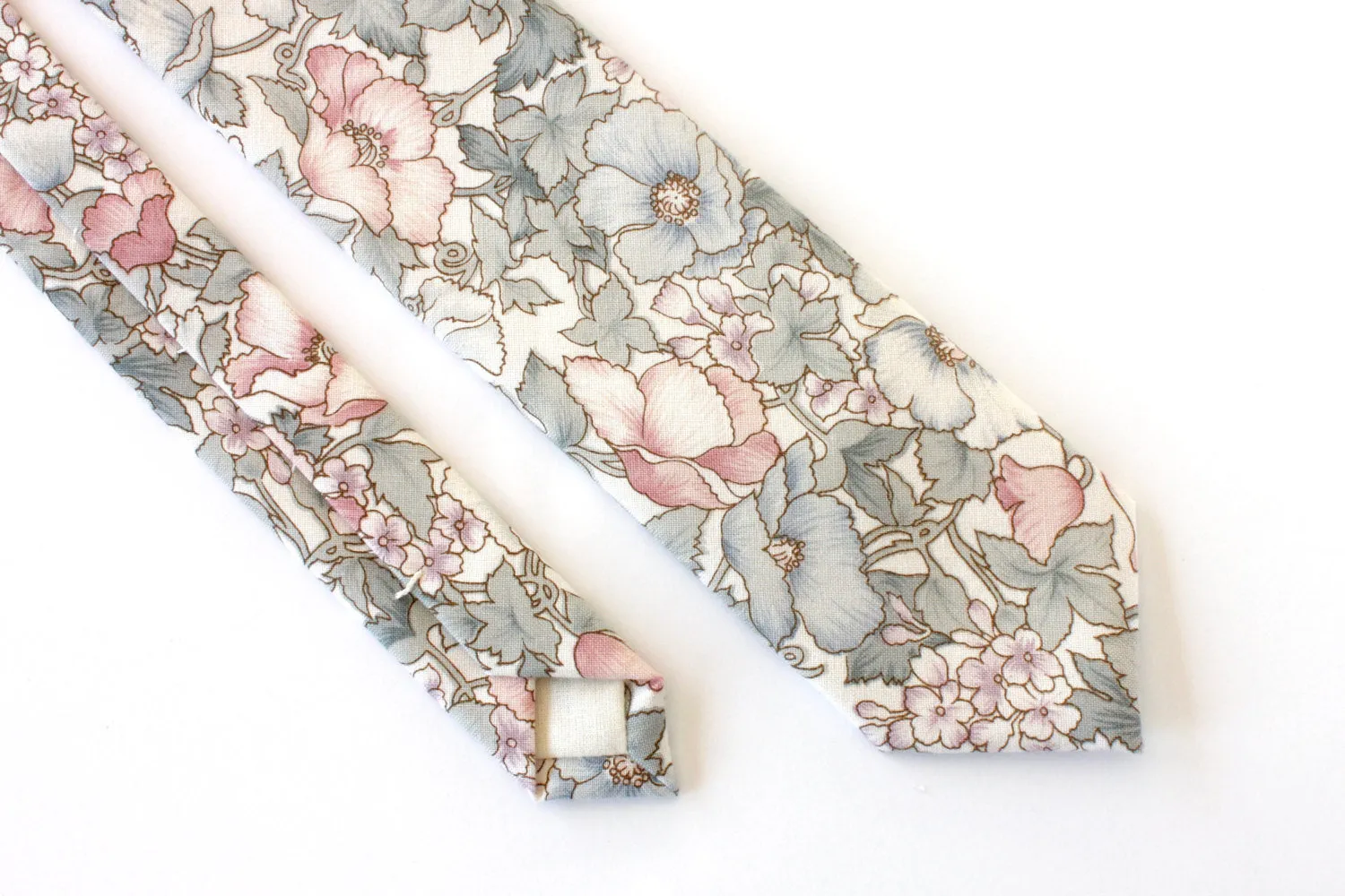 Blue and Pink Floral Skinny Tie