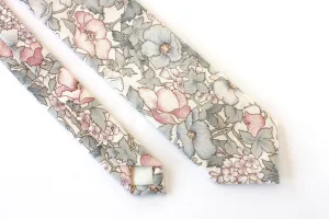 Blue and Pink Floral Skinny Tie