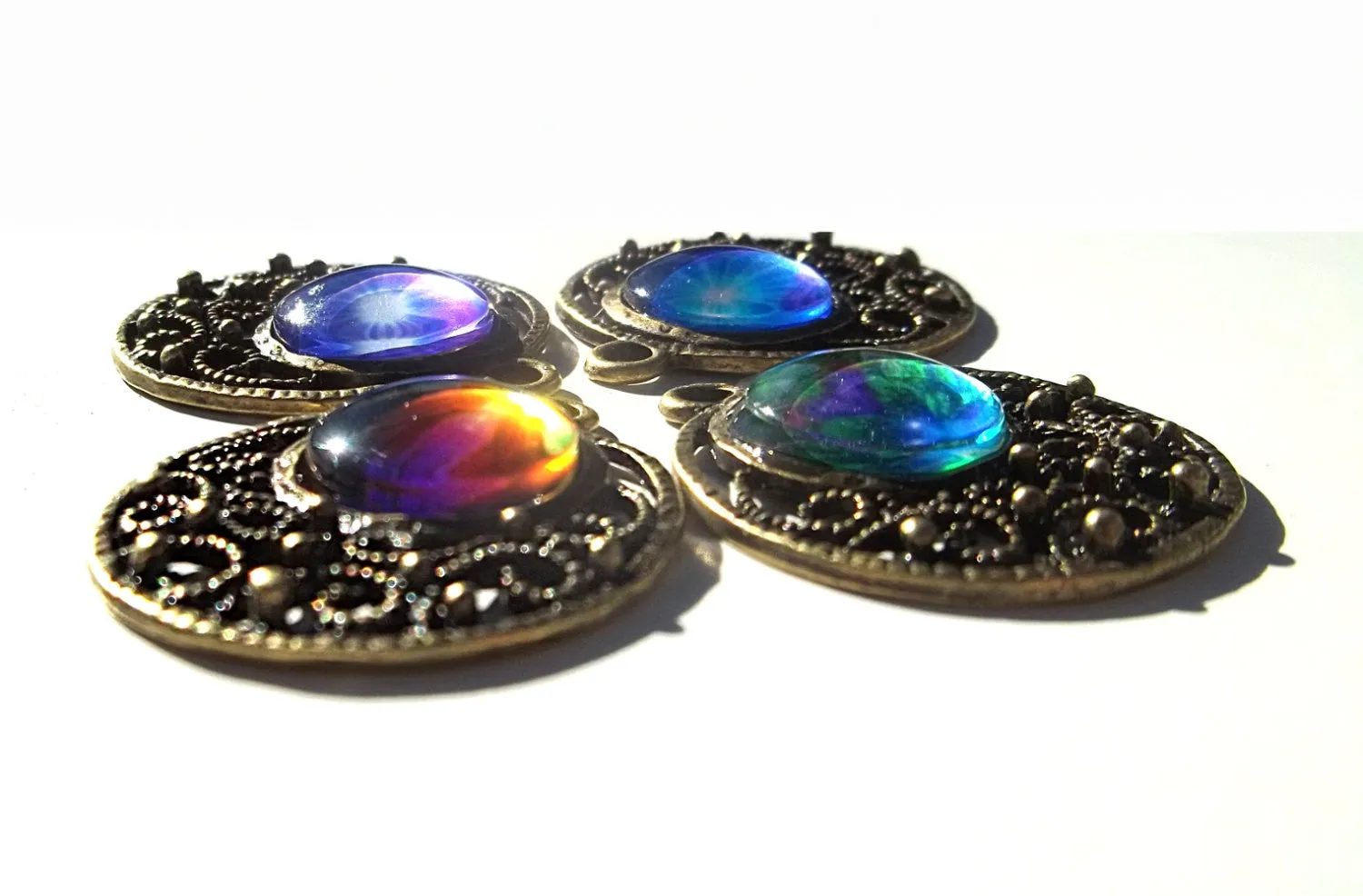 Blue and Violet Starburst Round Earrings, Positive Energy Artwork - "Hope"
