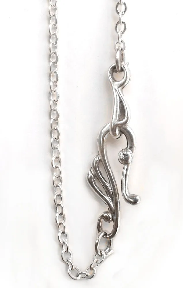 Blue Energy Necklace, Silver Oval Angel Art Pendant - "The Lightworker"