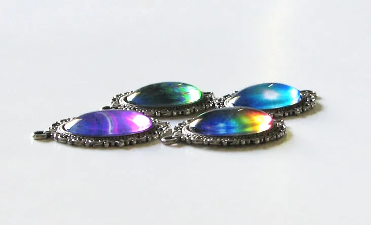 Blue Energy Necklace, Silver Oval Angel Art Pendant - "The Lightworker"