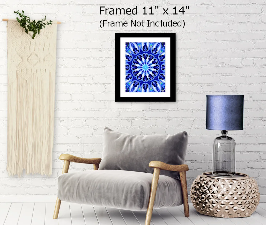 Blue Mandala Art Print, Reiki-Infused Visionary Artwork by Primal Painter -" Soul Connection"