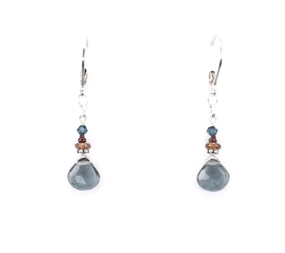 Blue Quartz and Swarovski Sterling Silver Earrings