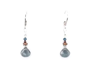 Blue Quartz and Swarovski Sterling Silver Earrings