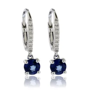 Blue Sapphire & Diamond Drop Earrings