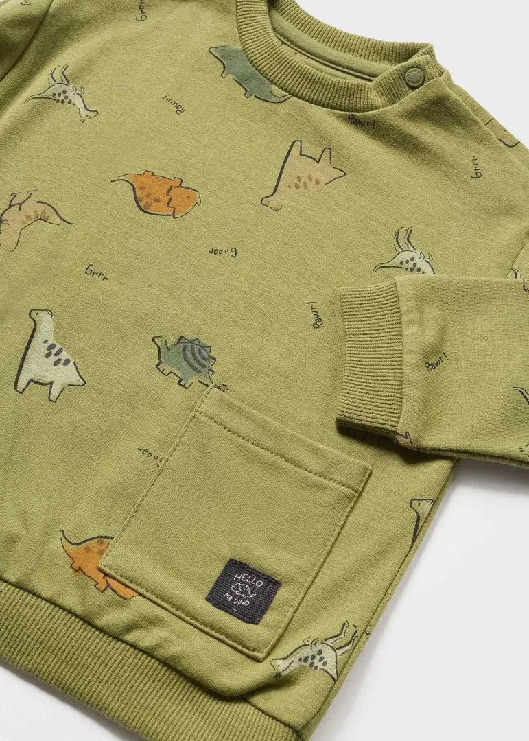 Bluza Sport Verde Kaki Cu Imprimeu Dinozauri Baietei Mayoral 1416
