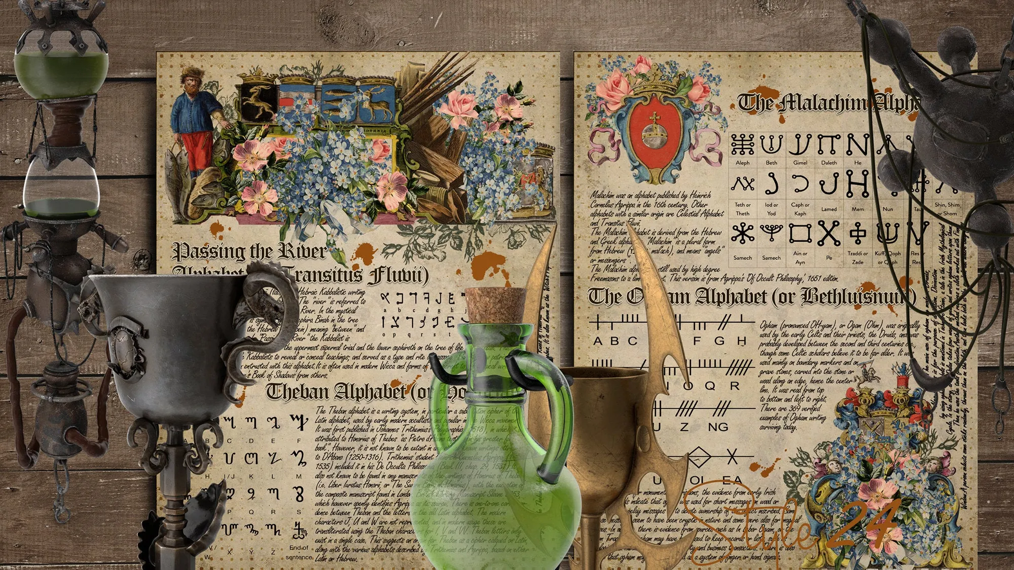 Book of Shadows No 4 Printable pages of Signs Symbols Magical Alphabets Spiritual Symbolism Printable BOS Sheets Wiccan Witchcraft