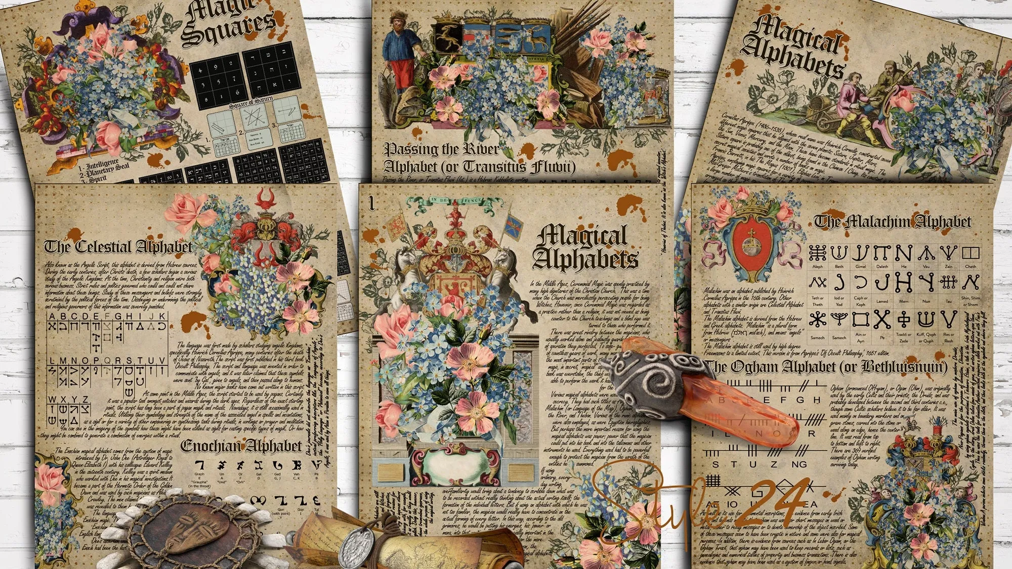 Book of Shadows No 4 Printable pages of Signs Symbols Magical Alphabets Spiritual Symbolism Printable BOS Sheets Wiccan Witchcraft