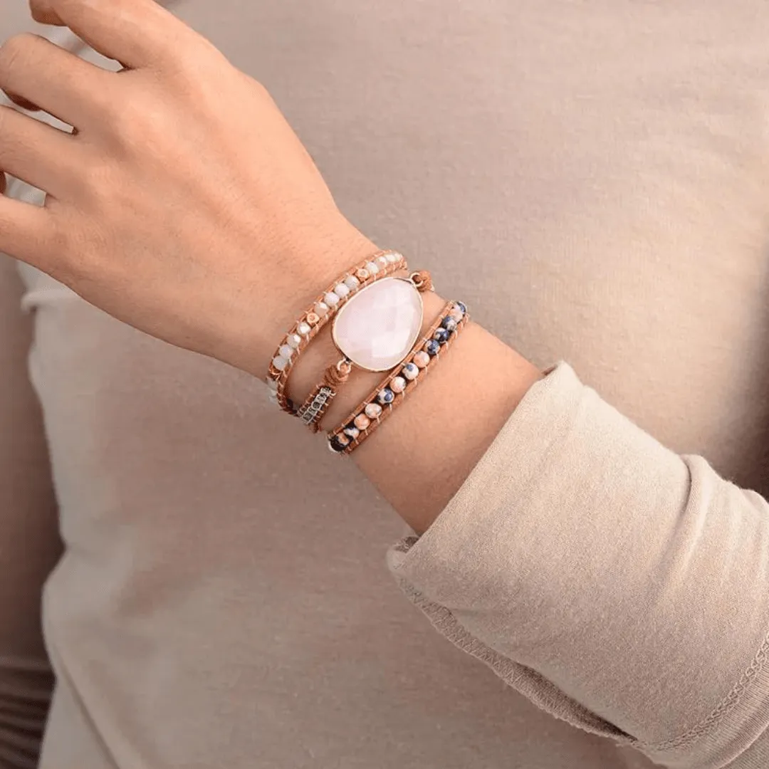 Bracelet Wrap "Balanced Sweetness" in Rose Quartz