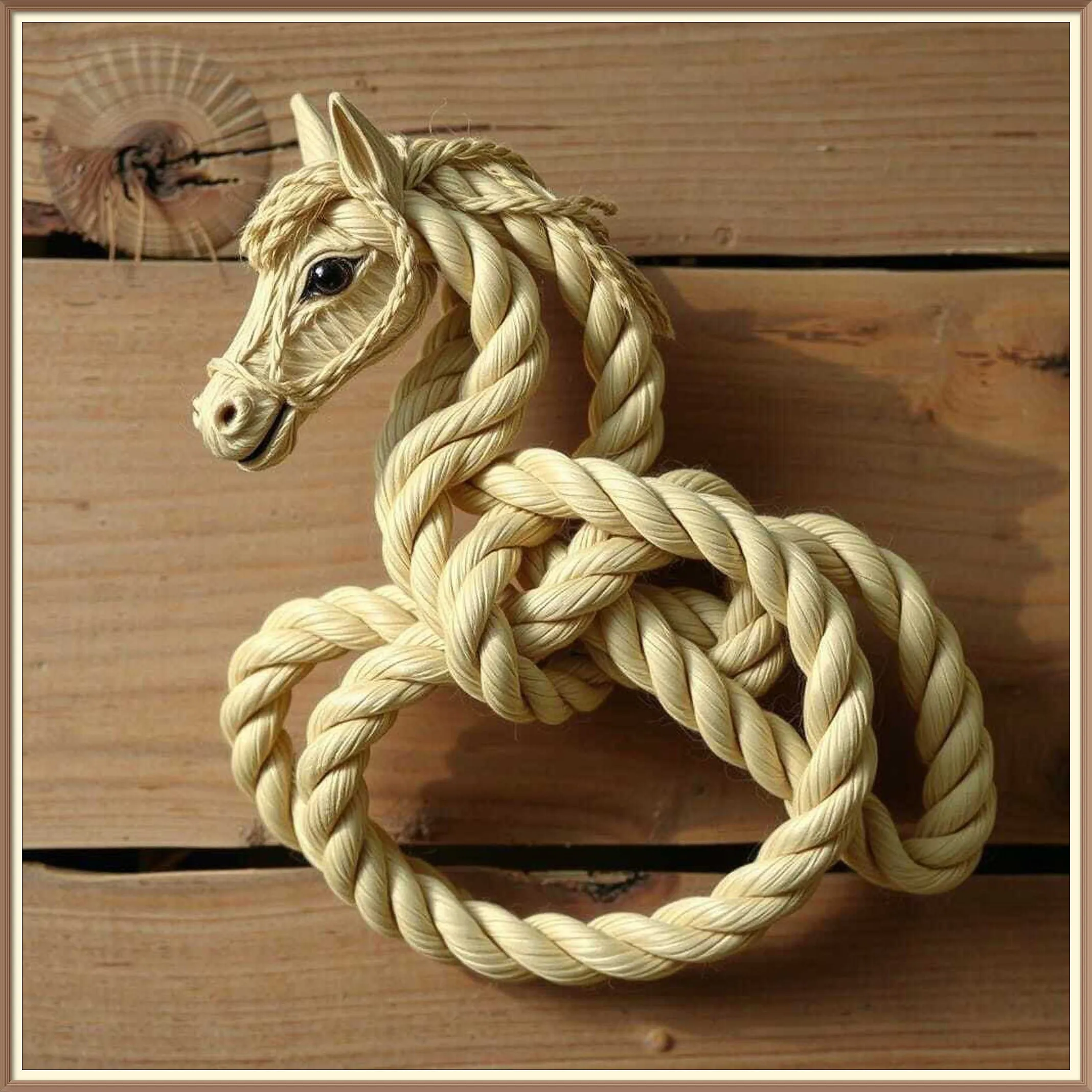 Braided and Tied Rope Unique Horse Design AI Created One of a Kind Digital Download Canvas Poster Wall Art DIY Printable DIY Craft Supply