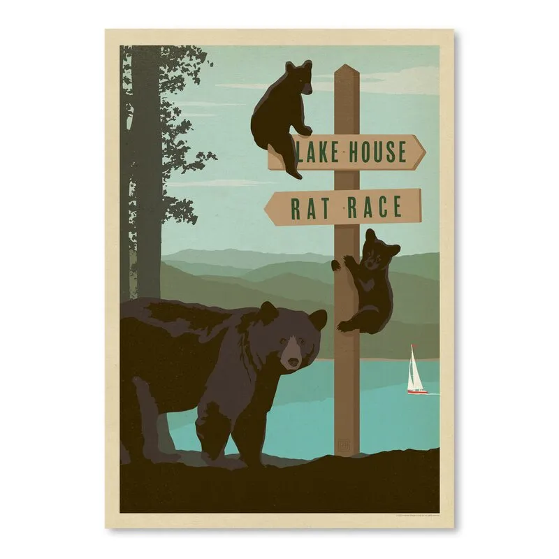 Brand new Lake Bear Sign Post Vintage Advertisement, 11X14! Retails $80 