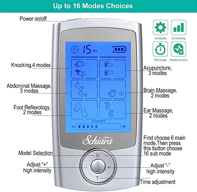 Brand new Tens Unit Rechargeable Electric Muscle Stimulator Machine with 16 Modes and 10 Pads, Pain Relief Body/Back Pulse Massager