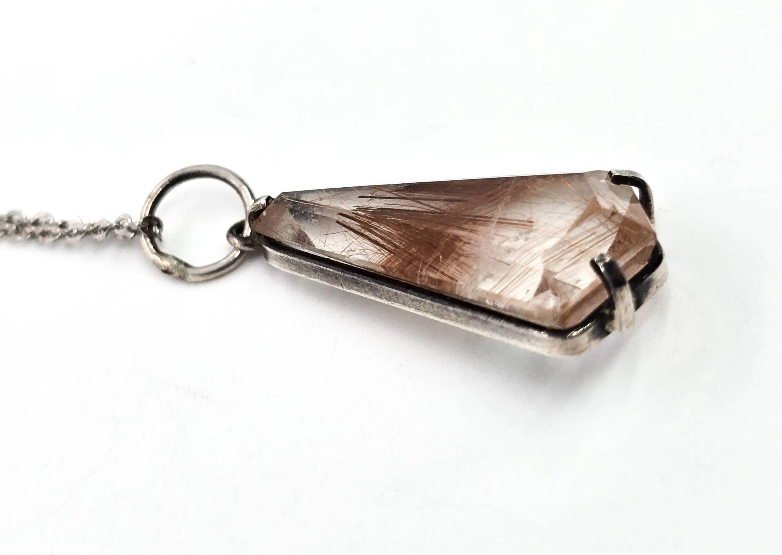 Brazilian Red Rutilated Quartz sterling silver pendant necklace
