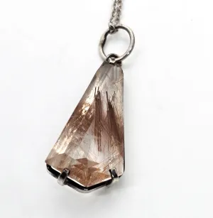 Brazilian Red Rutilated Quartz sterling silver pendant necklace